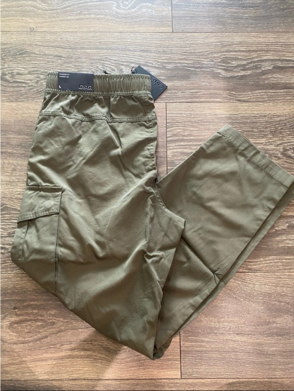 CSG Olive Green Men's Cargo Pants with Elastic Waist